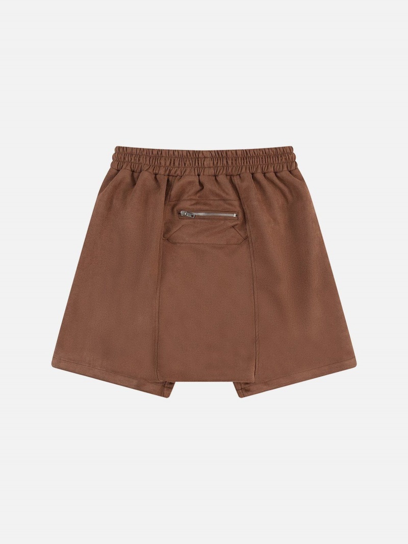 Short Aelfric Eden Star Zippé Edgy Design Daim Marron | QGR-52847688